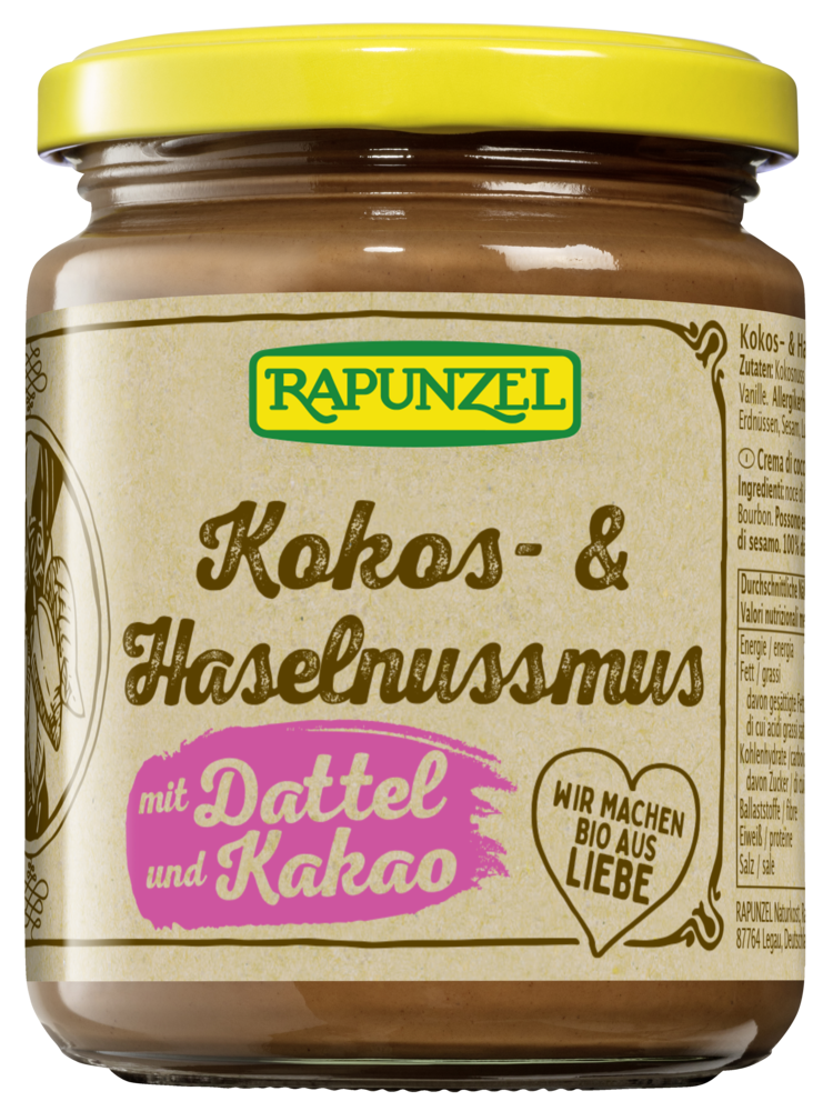 Kokos- & Haselnussmus mit Dattel und Kakao