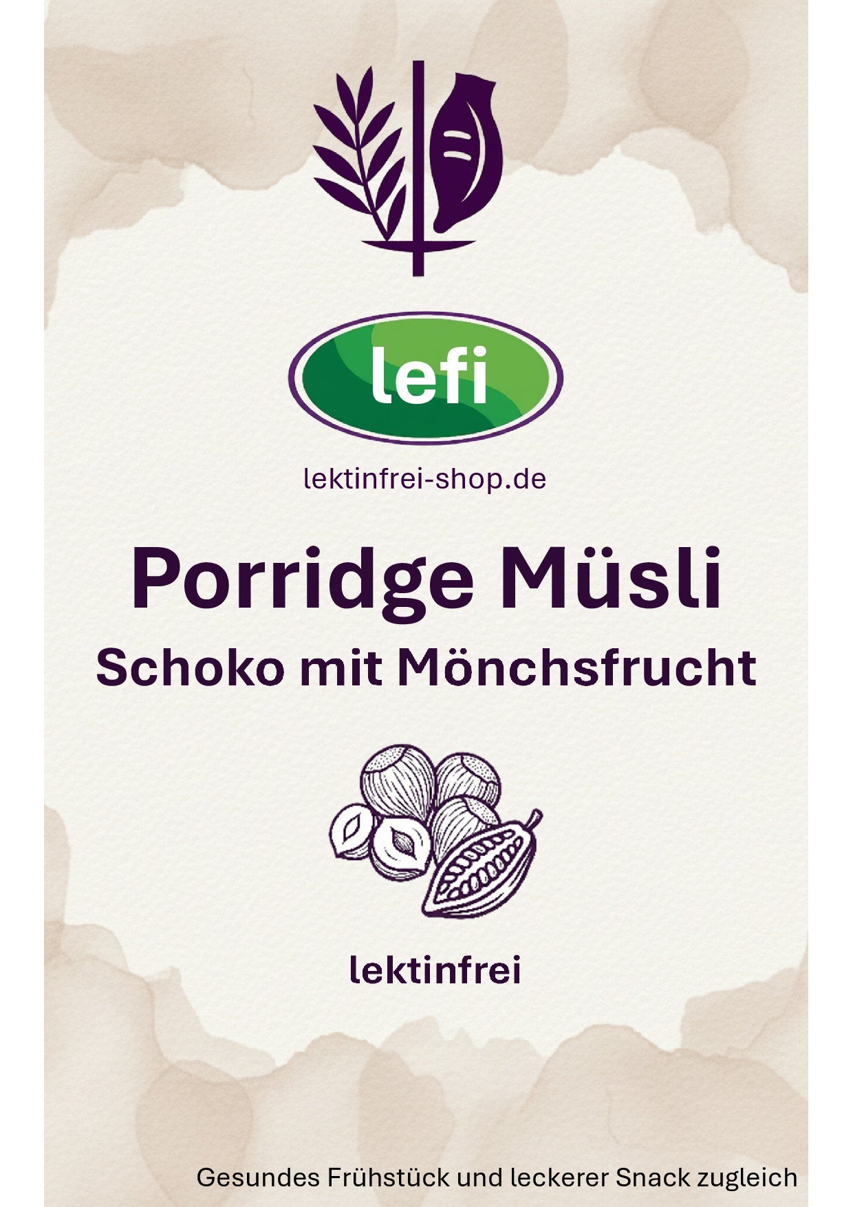Testprodukt Porridge Müsli Schoko mit Mönchsfrucht